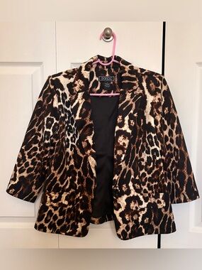 NYC Leopard Print Blazer in Brown, Black & Cream